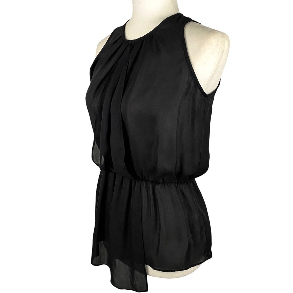 BROCHU WALKER Draped Silk Chiffon Peplum Blouse